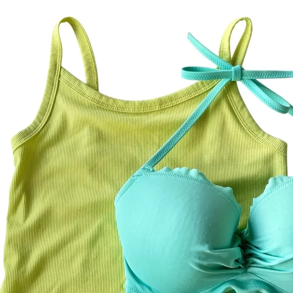 Bundle🛍️ Victoria’s Secret Bikini Mismatched Set & Tank Top Summer Floral Blue